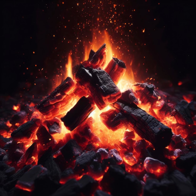 Embers Aglow dramático carbón en llamas como telón de fondo ai generativo