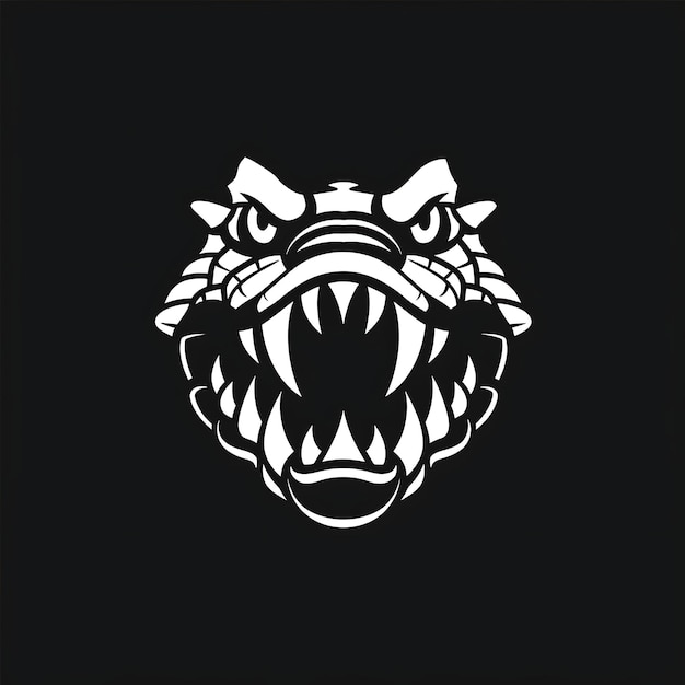 Foto emblem logo des ferocious crocodile tribe mit krokodil kiefer und kreativem logo design tattoo umriss
