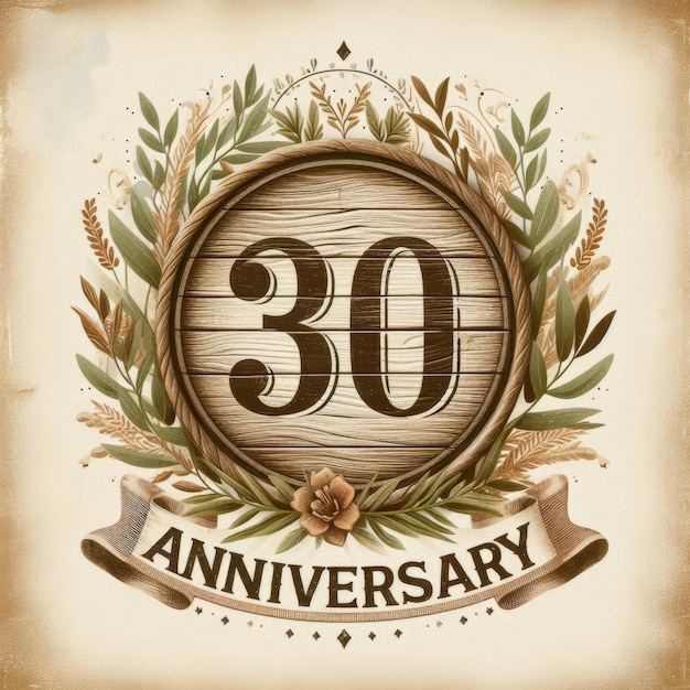 Foto emblema del 30 aniversario de la perla rústica con vegetación