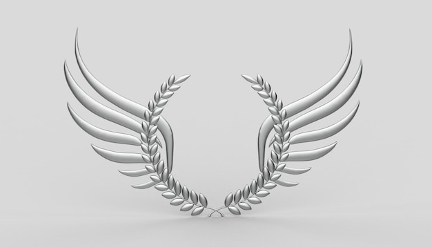 Emblema de alas de plata y corona de laurel