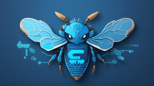 Un emblema audaz para la criptomoneda Blue Bee BitcoinStyle