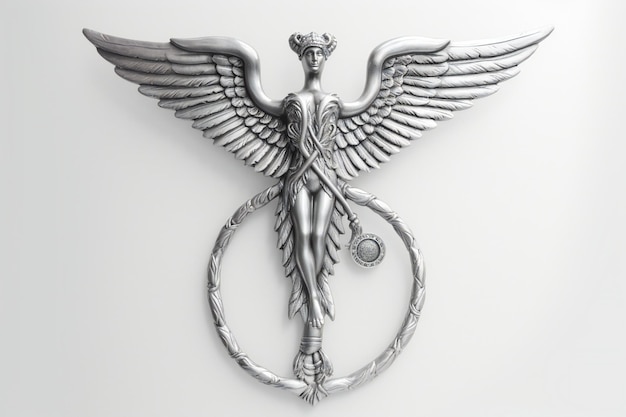 Emblema de caduceo médico sobre fondo blanco