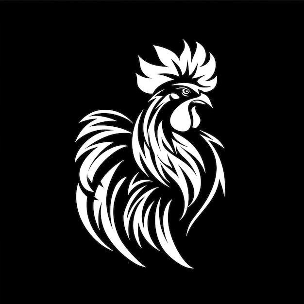 Emblema del clan del gallo orgulloso con gallo y plumas para Deco Diseño creativo de logotipo Tatuado