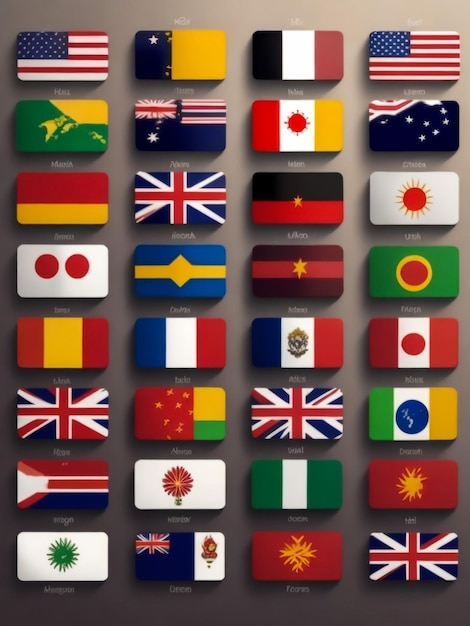 emblema de ícone de bandeiras de países do mundo definido