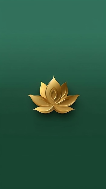 Emblema de lótus dourado sobre fundo verde