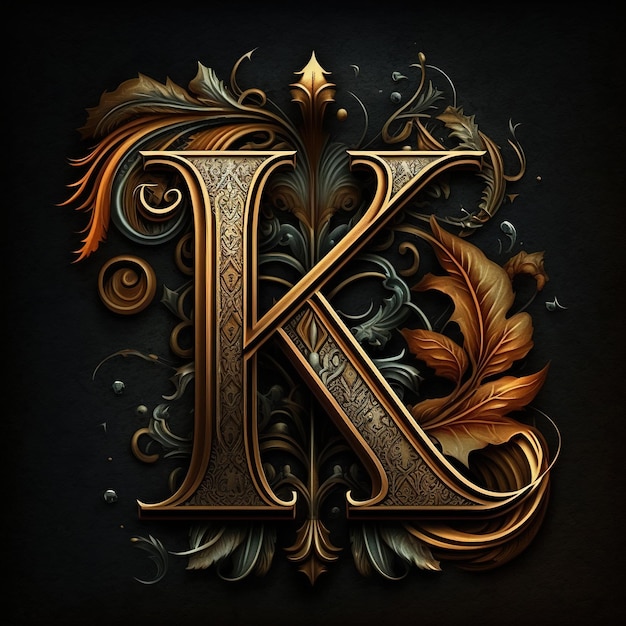 Emblema de uma carta com estilo floral dourado