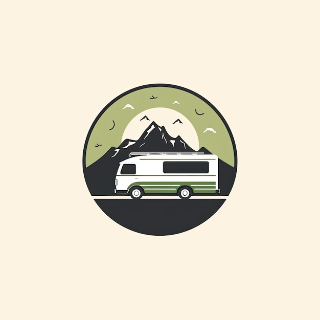 Emblema de viagem por estrada com veículo recreativo RV