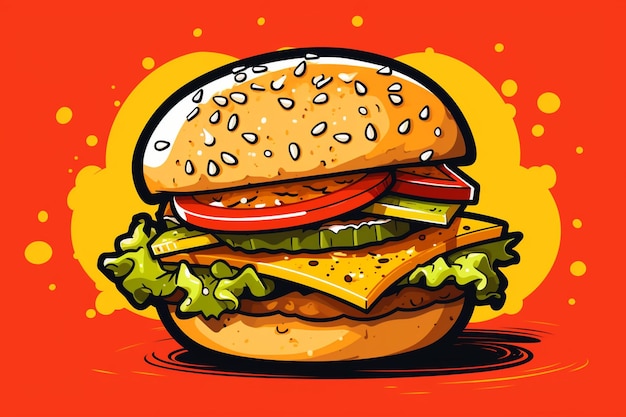 El emblema de la hamburguesa retro