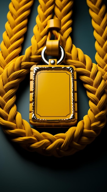 Foto emblema identificativo texto de cordón amarillo y espacio para el nombre en la placa fondo de pantalla móvil vertical