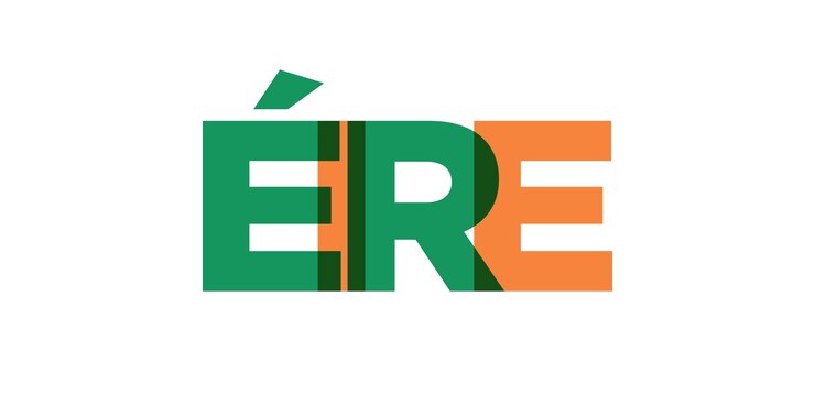 Foto emblema de irlanda para impresión y web el diseño presenta una ilustración vectorial de estilo geométrico con tipografía en negrita en fuente moderna letras de eslogan gráficas aisladas sobre fondo blanco