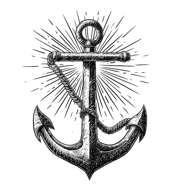 Emblema náutico Anca elegante com linhas radiantes Anca seu projeto com símbolo marítimo atemporal