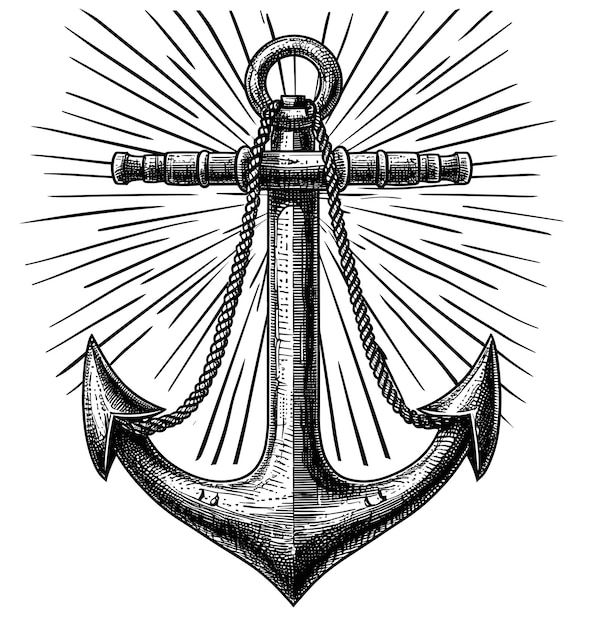 Emblema náutico Anca elegante com linhas radiantes Anca seu projeto com símbolo marítimo atemporal
