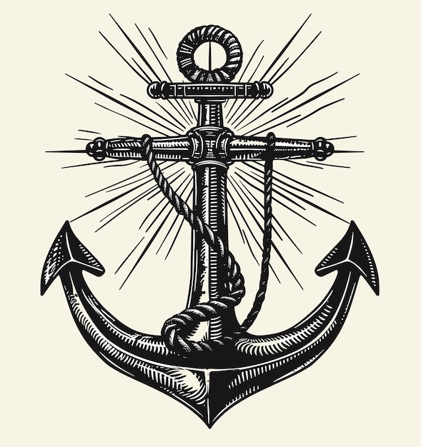 Emblema náutico Anca elegante com linhas radiantes Anca seu projeto com símbolo marítimo atemporal
