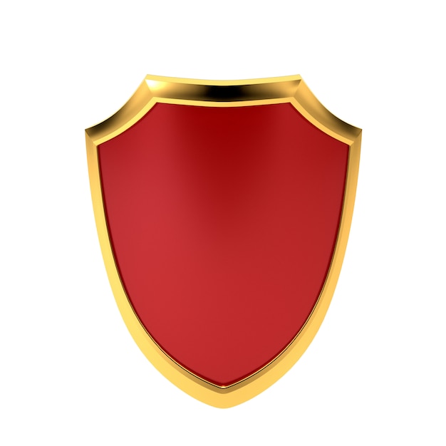 Emblema rojo, aislado en fondo blanco. Símbolo de la protección.