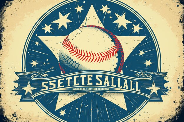 Foto emblema vintage de softball