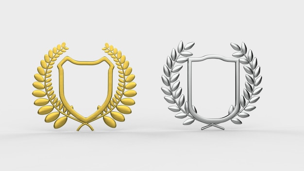 Emblemas de corona de laurel de oro y plata para premios y certificados