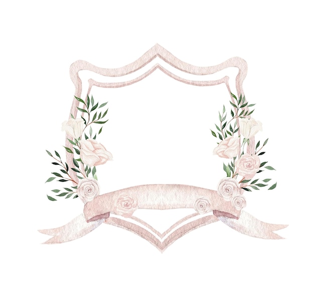 Emblemas de casamento rosa aquarela