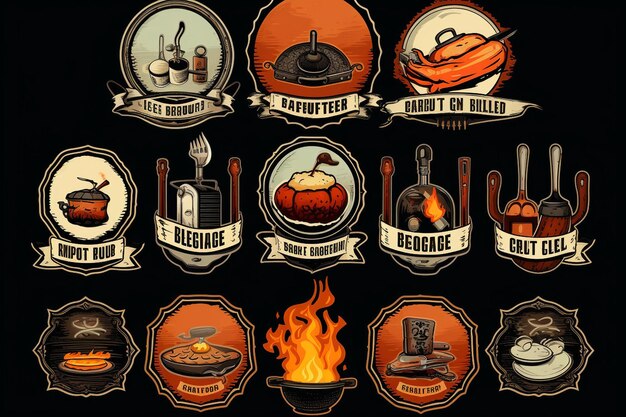 Emblemas de estilo retro Bbq