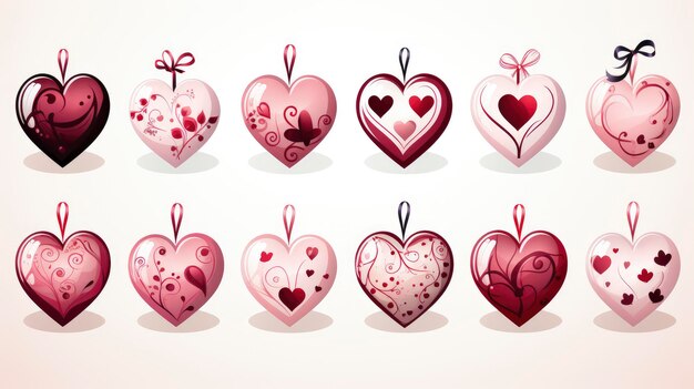 Los emblemas del día de San Valentín las cintas rojas el fondo del día de san Valentín el fondo para el estandarte HD