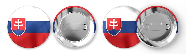 Emblemas redondos da Eslováquia com bandeira do país em fundo branco ilustração 3D