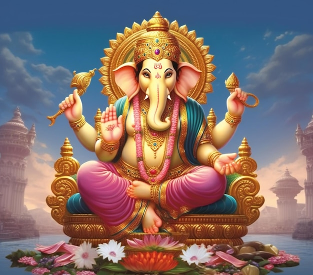 Embrace Lotus Brilhante Imagem do Senhor Ganesha