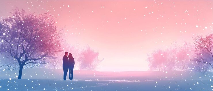 Foto embrace winter um conto minimalista de amor em meio a flocos de neve conceito romance de inverno estética minimalista história de amor paisagem nevada intimidade aconchegante