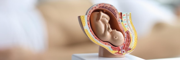 Embrión modelo mujer sistema reproductivo bebé en barriga miniatura educativa