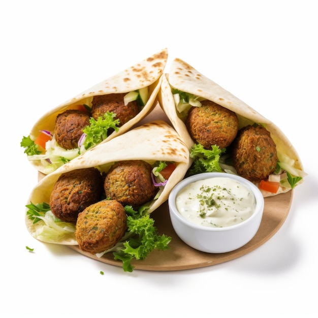 embrulho de falafel em fundo branco