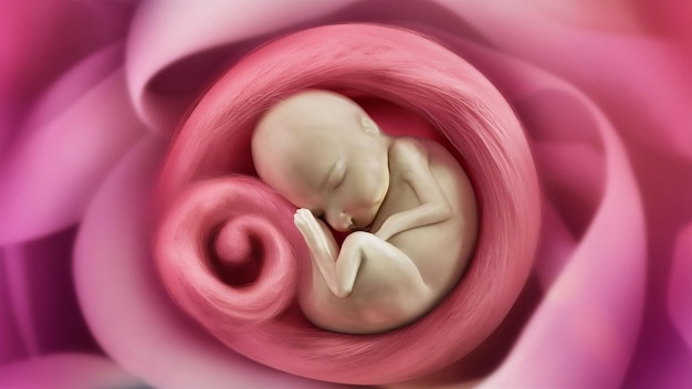 Embryo in einer rosa Locke
