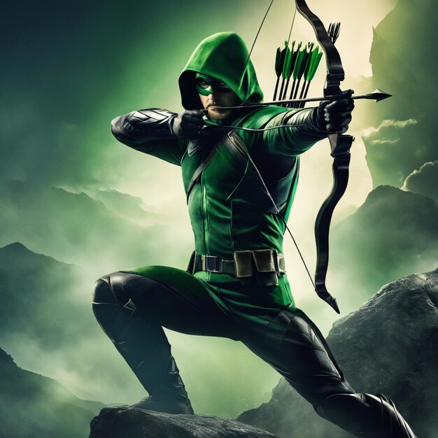 Foto emerald archer oliver rainha dc vigilante heróico