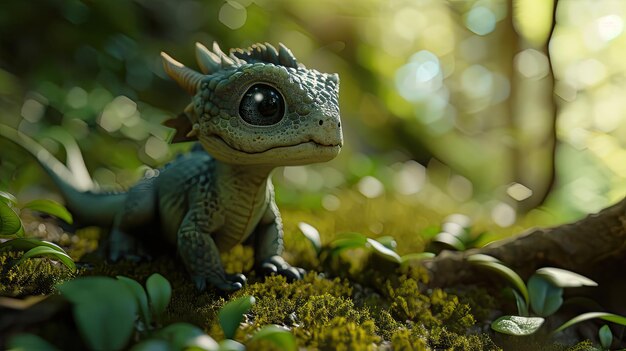 Foto emerald majesty un juguetón lagarto juguetón disfrutando de un afloramiento místico de cuarzo en la selva encantada