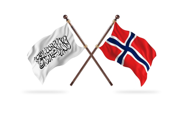 Emirato islámico de Afganistán frente a Noruega dos banderas de fondo
