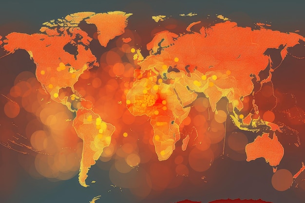 Emissões de dióxido de carbono visualizadas com mapa de calor mostrando as maiores concentrações e fontes
