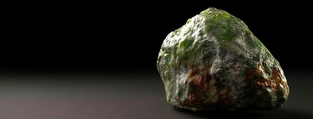 Emmonsite é uma pedra natural preciosa rara em um fundo preto AI gerado Header banner mockup