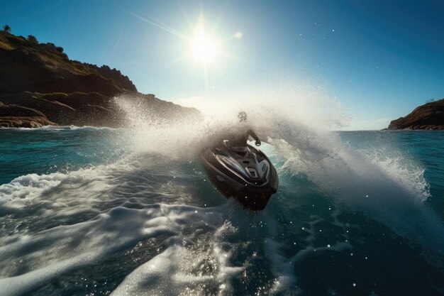 Foto emoção aquática jet skis rápidos deslizando por águas cristalinas ia generativa