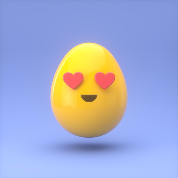 Emoción amarillo huevo icono 3d renderizado