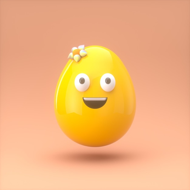 Emoción amarillo huevo icono 3d renderizado