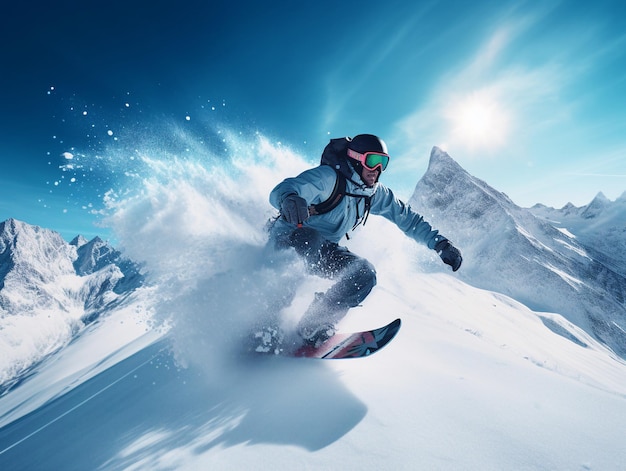 emocionante aventura ao ar livre esporte snowboard