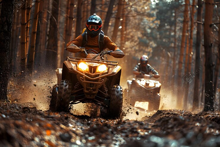 Una emocionante aventura en ATV a través de un sendero de bosque fangoso