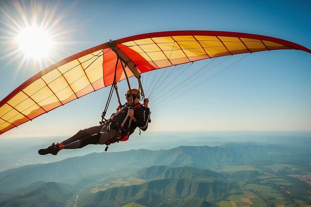 Emocionante aventura en el cielo con parapente bajo el sol