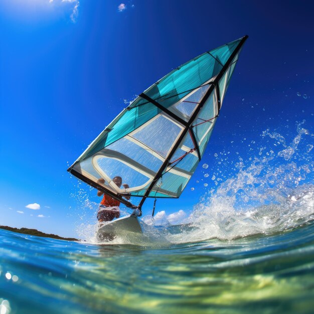 Emocionante experiencia de windsurf desde una perspectiva en primera persona.