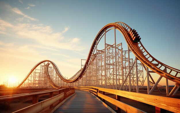 Un emocionante paseo en las montañas rusas en un parque de atracciones