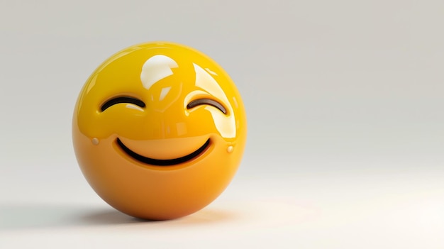 Foto emoji 3d con cara feliz en fondo blanco con espacio para copiar