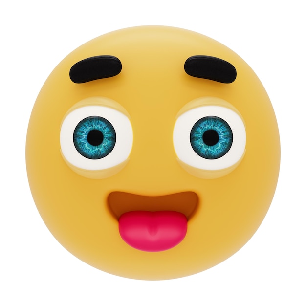 emoji 3d con cara sonriente y sacando la lengua