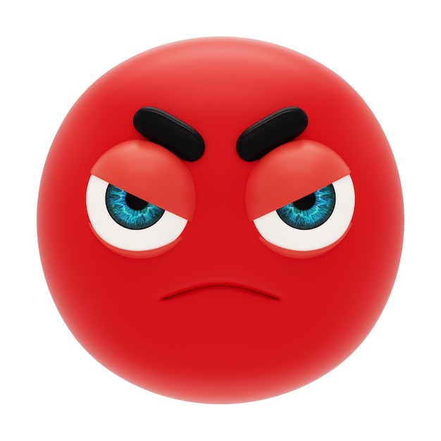 Emoji 3D enojado con cara roja