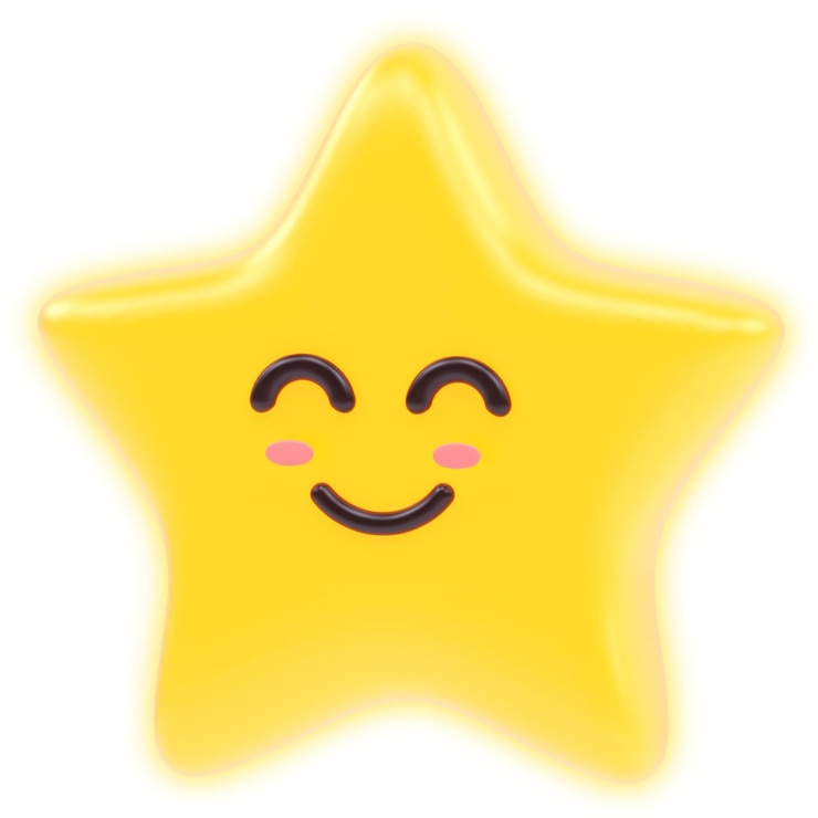 Foto emoji 3d de estrella feliz