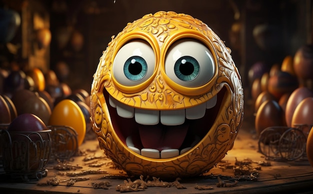 Emoji amarelo sorridente com olhos grandes Dia Mundial dos Emojis Generative Ai