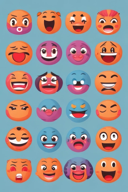 emoji cara 2d pegatinas vectoriales set fondo blanco vector