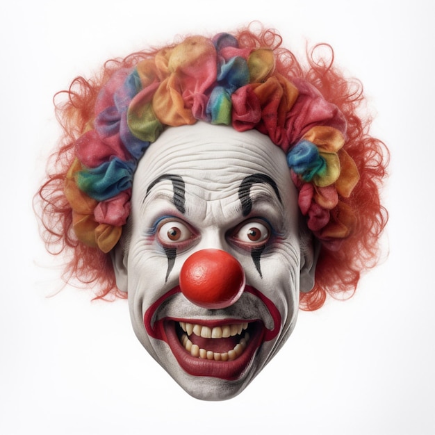 Foto emoji de cara de payaso sobre fondo blanco de alta calidad 4k hdr