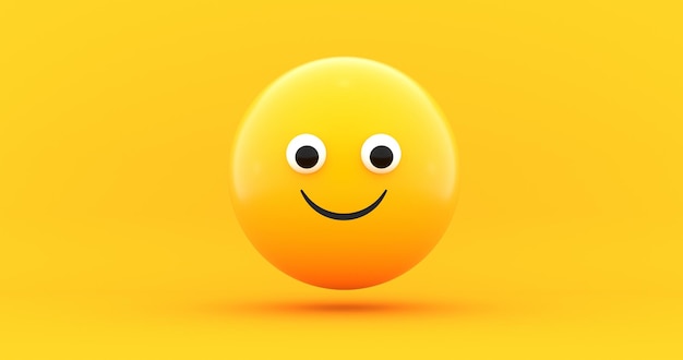 emoji de cara sonriente en fondo amarillo renderizado en 3D